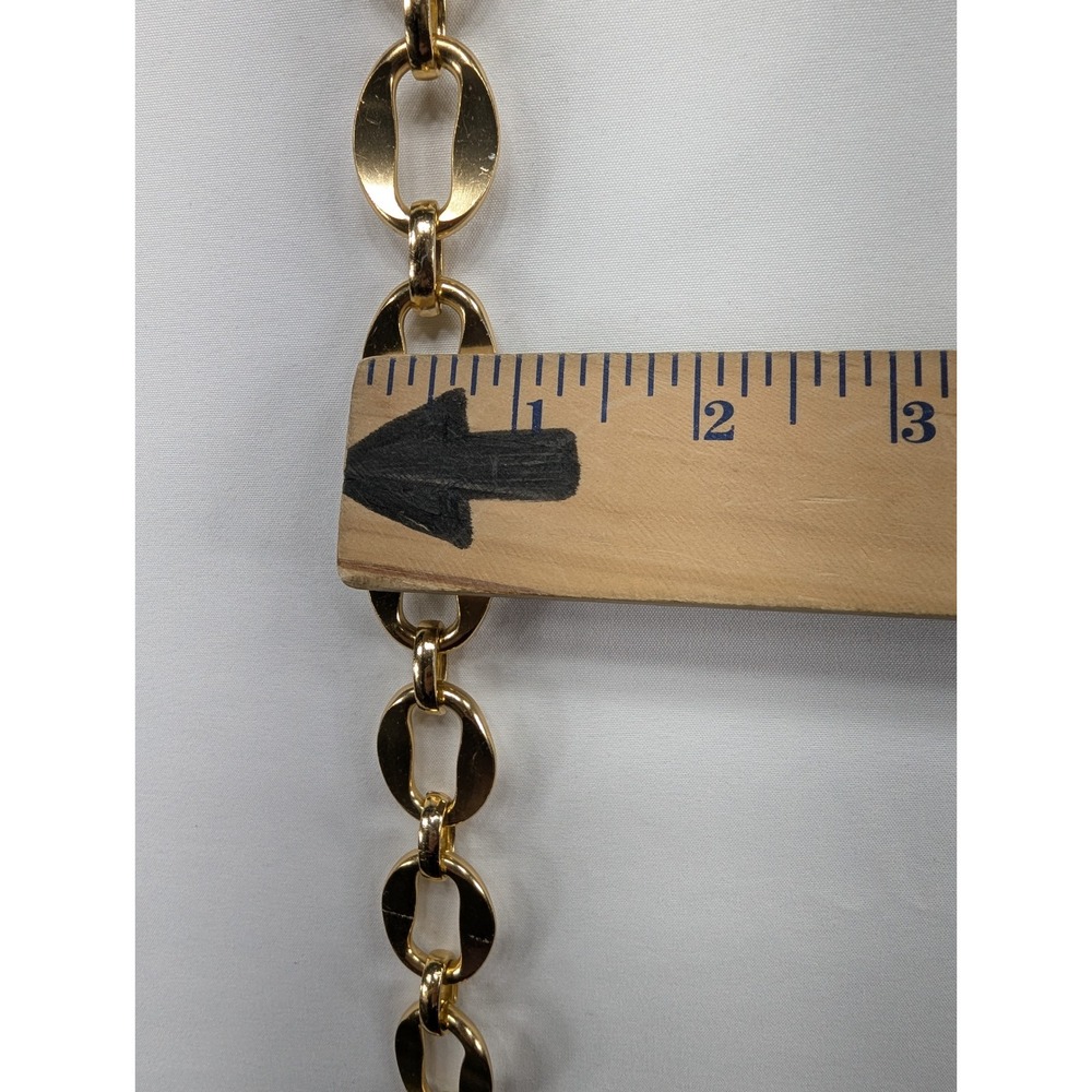 Gold Tone Chunky Oval Chain Link Statement Belt 34 Inch Long Hook Closure - Picture 3 of 4